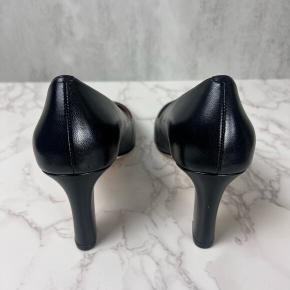 Cole Haan Mylah 75mm Black Leather Pointed Toe Block Heel Pumps 8B - Picture 4 of 4